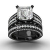 White Sapphire Retro Black Ring Set