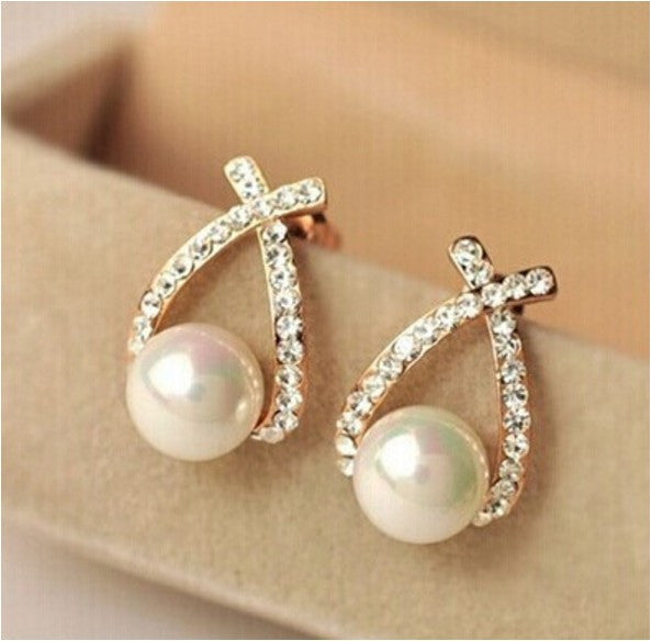 Gold Crystal Stud Earrings